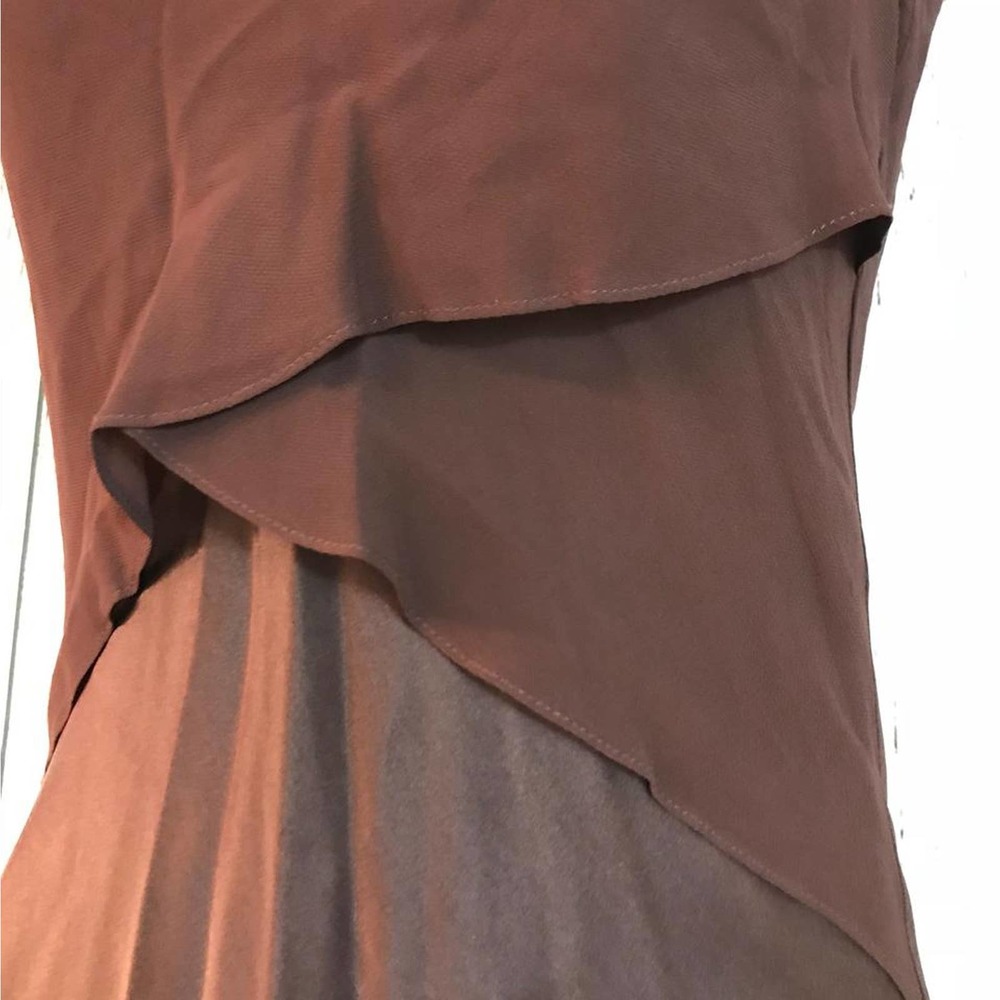 Zoe Georgette Satin Chocolate Long Maxi Dress S - Picture 5 of 8